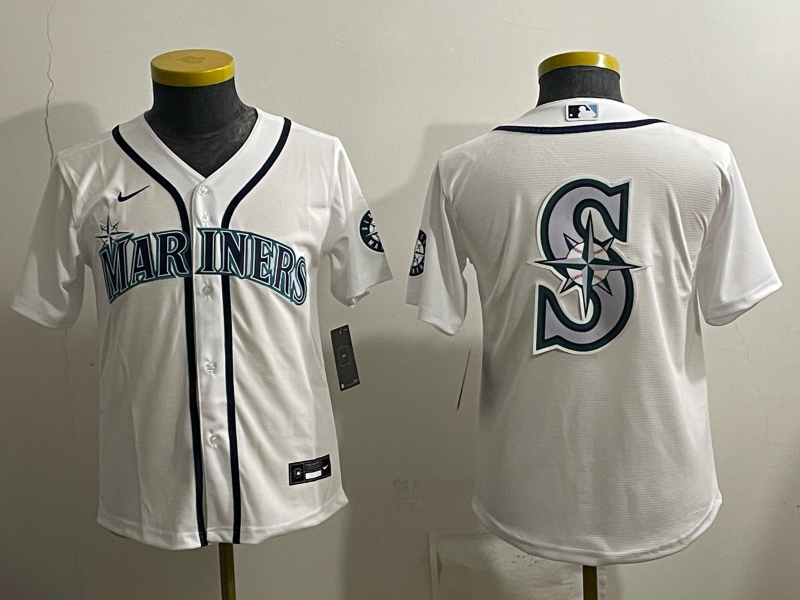 youth 2026 Seattle Mariners blank white Nike MLB Jersey 006